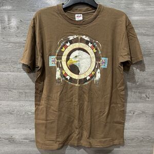 Anvil Vintage Single Stitch Eagle Dream Catcher Shirt Brown Made In USA Large